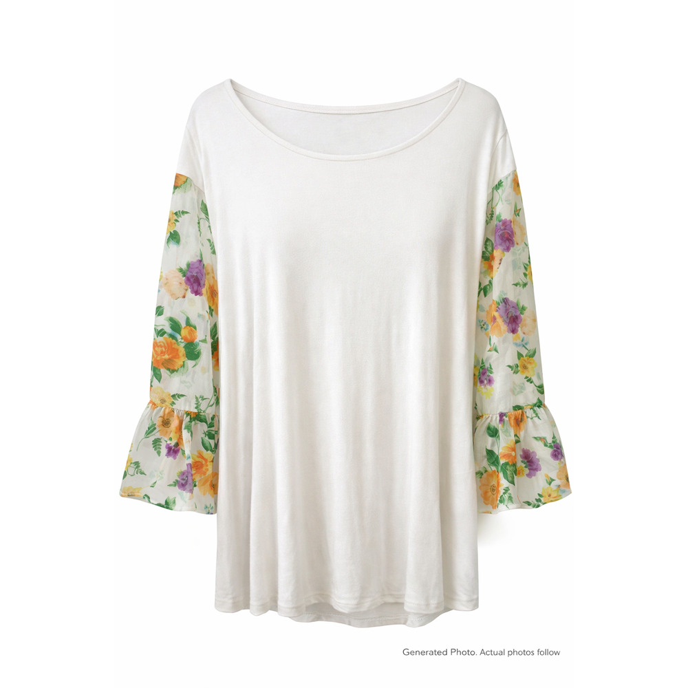 Floral Sleeve Boho Blouse White Knit Romantic Cottagecore EST 1946 22/24W